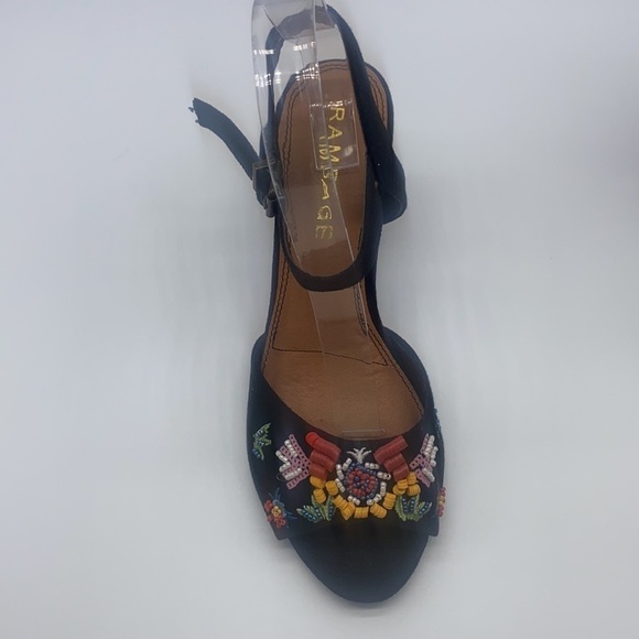 Rampage - Wynne Colorful Beaded Embroidered Embellished Peep Toe Heels Size 7 - Picture 3 of 16